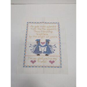 Vintage FRIENDSHIP Stamped Sampler Complete I'm So Glad You Are My Friend
